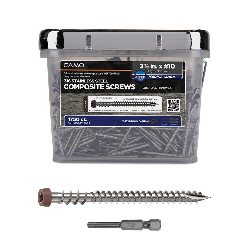 "#10 2-1/2 in. 316 Stainless Steel Star Drive Brown Composite Deck Screws (1750-Count)" price history on PriceWatchPro