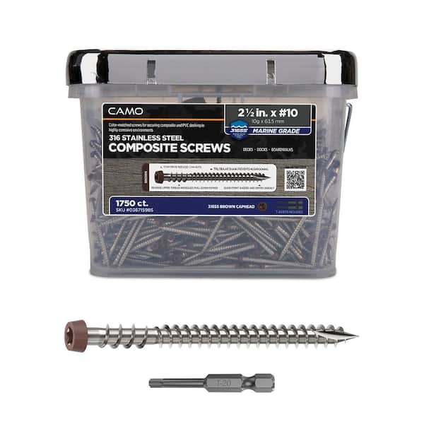 #10 2-1/2 in. 316 Stainless Steel Star Drive Brown Composite Deck Screws (1750-Count)