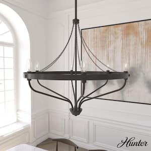 Merlin 6-Light Noble Bronze Wagon Wheel Chandelier