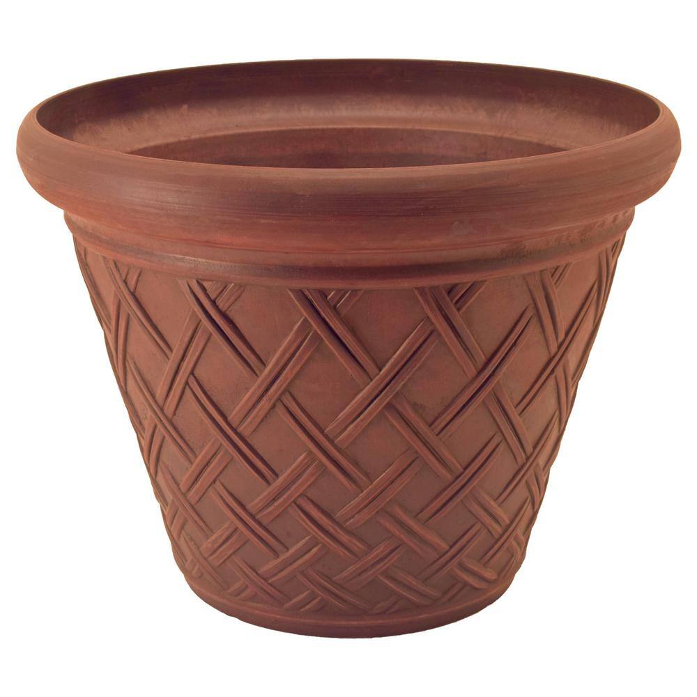 Large Terra Cotta Recycled Plastic Basket Weave Planter