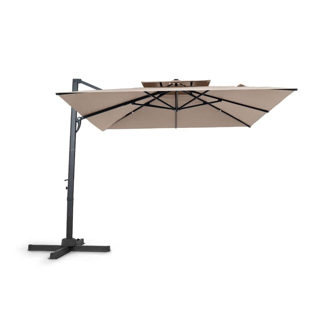 10 ft. Polyester and Aluminum Cantilever Patio Umbrella with 360 Degree Rotation, Crank Lift, Cross Base, Beige price history on PriceWatchPro