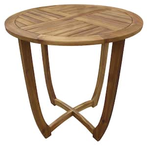 Carina Teak Brown Round Wood Outdoor Accent Table