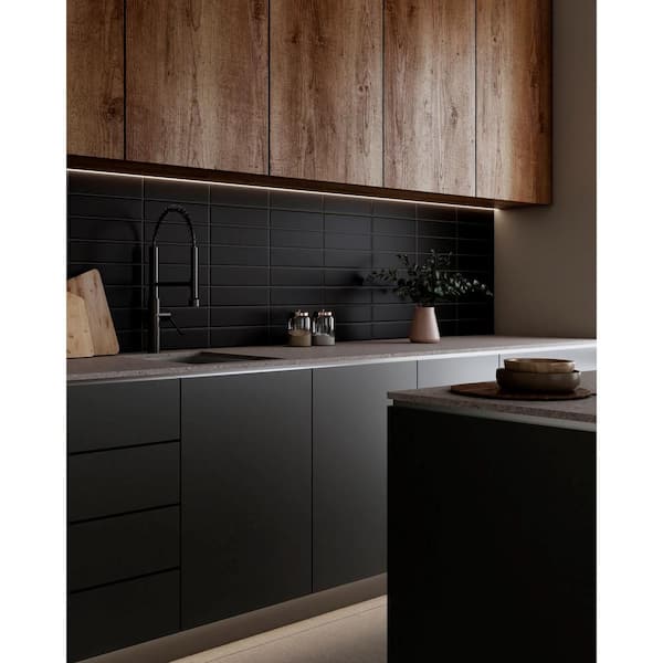 CRUZ BAY STUDIO Facet 3 in. x 12 in. Glazed Black Matte