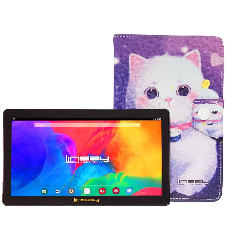 LINSAY 7 in. 64GB Android 13 Tablet with Hello Kitty Leather Case ...