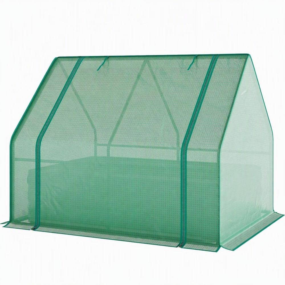 2-in-1 Raised Garden Bed with Mini Greenhouse Cover, Galvanized Steel Planter Box for Outdoor Patio, 47.2x35.4x11.8