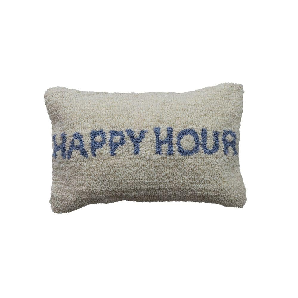 "Natural & Blue Polyester Microfiber 14 in. x 9 in. Happy Hour"" Lumbar Throw Pillow" price history on PriceWatchPro