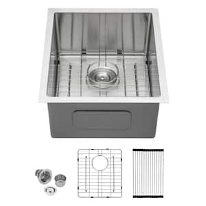 15 in Small Undermount Sink Single Bowl 16-Gauge Brushed Stainless Steel Kitchen Sink