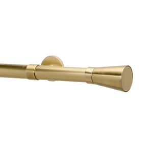 Metro 48 in. Linea Non-Telescoping Single Window Curtain Rod Set with Rings in Vintage Brass