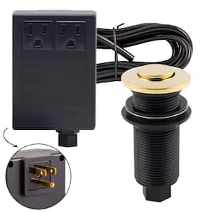 Sink Top Waste Disposal Air Switch and Dual Outlet Control Box, Flush Button, Polished Brass