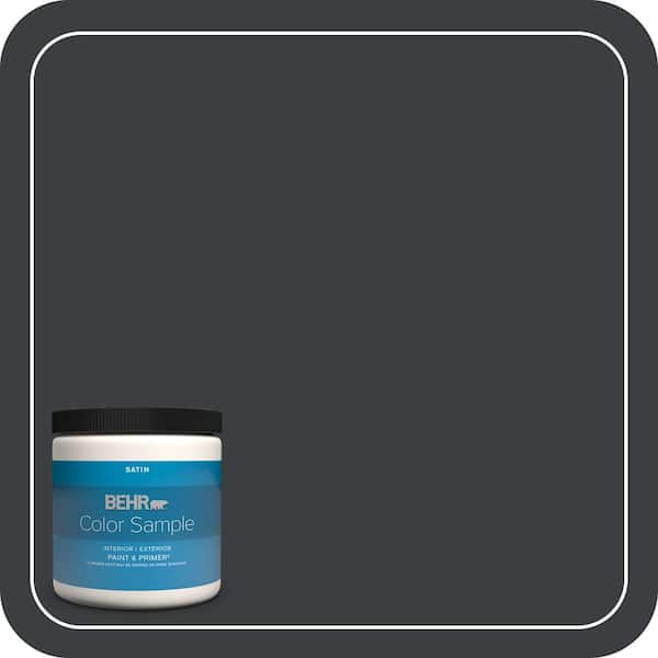 BEHR PREMIUM PLUS 8 oz. #ECC-25-3 Obsidian Stone Satin Enamel Interior/Exterior Paint & Primer Color Sample