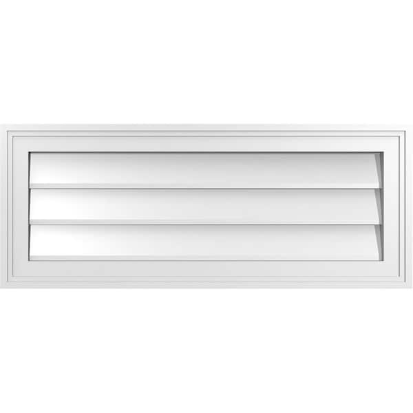 Ekena Millwork 30 in. x 12 in. Vertical Surface Mount PVC Gable Vent: Decorative with Brickmould Frame