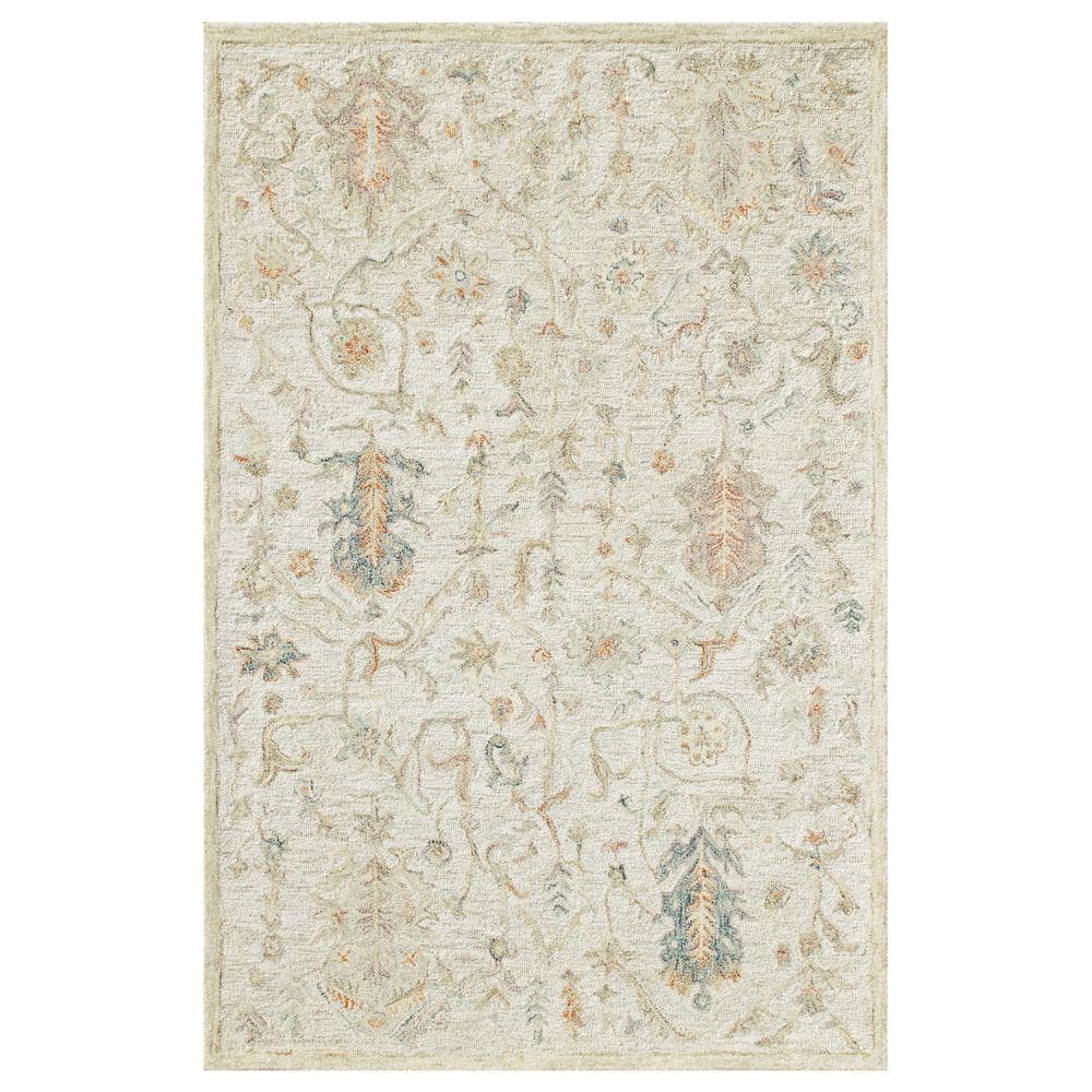 Cream/Taupe/Blue 7 ft. 9 in. x 9 ft. 9 in. Traditional Floral Wool Hand Tufted Area Rug price history on PriceWatchPro