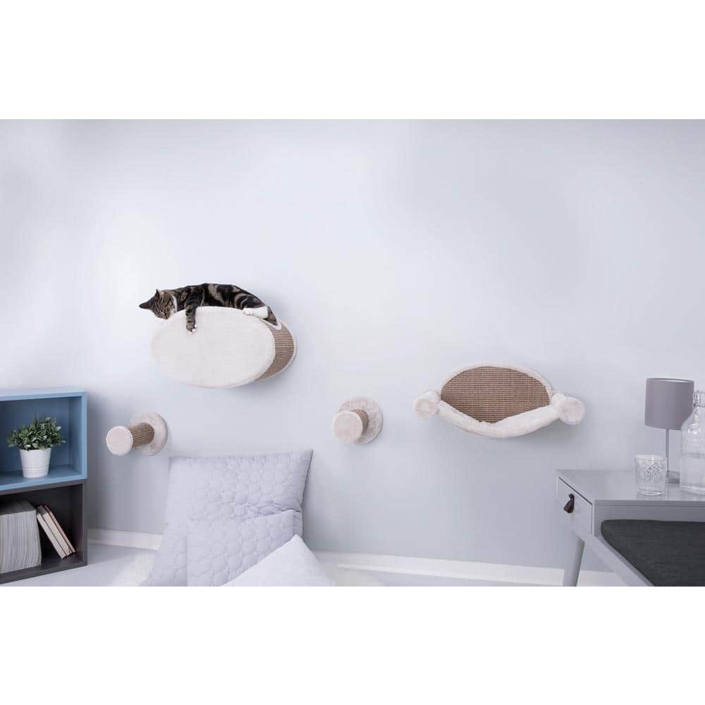 Beige and Brown Sisal Wall Mount Cat Lounge Set