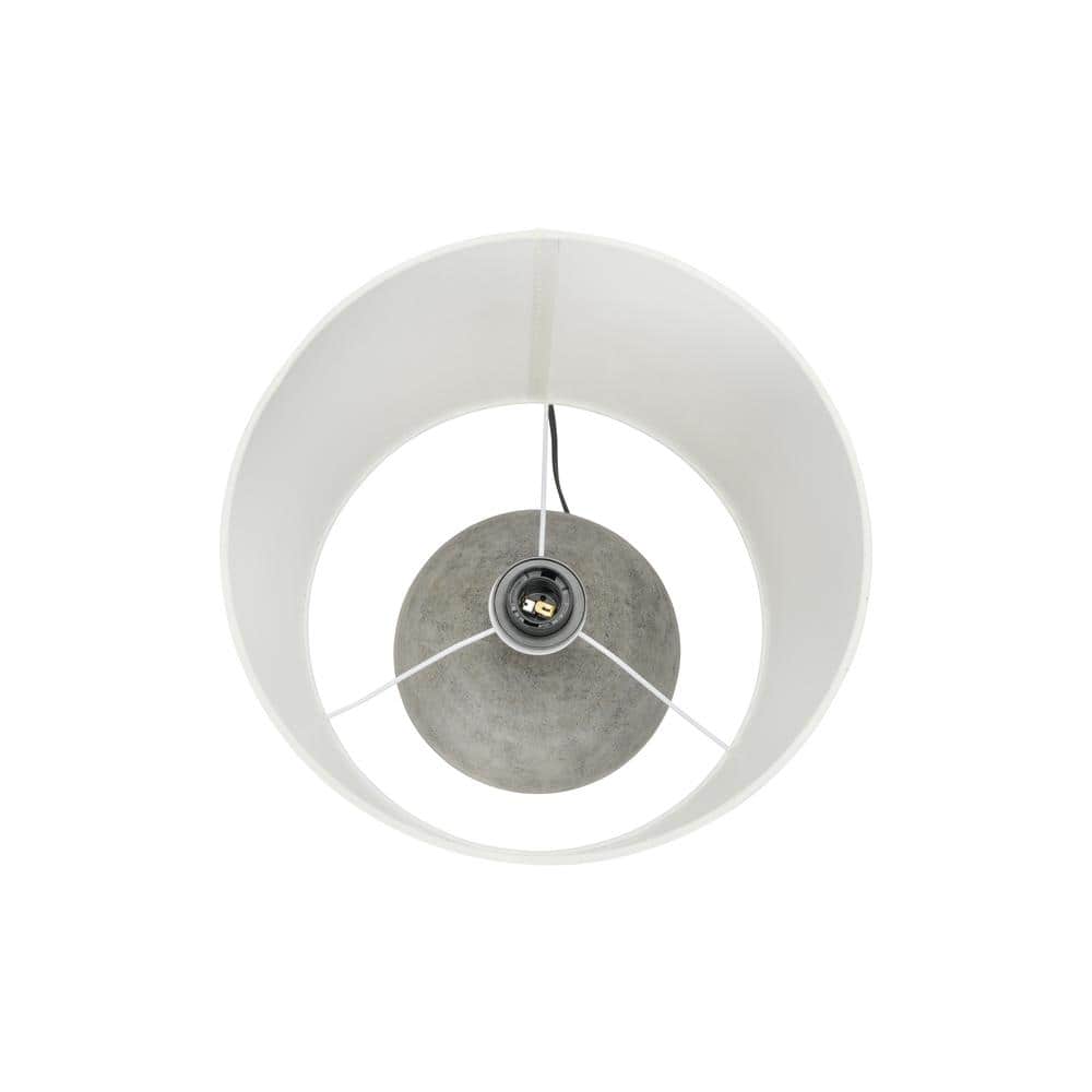 Distressed Grey Terracotta Table Lamp with White Canvas Shade