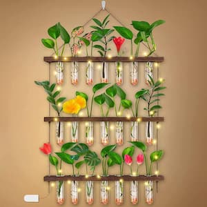 36 in. x 15.7 in. White Glass Wall Hanging Planter 3 Tiered Propagation Test Tube