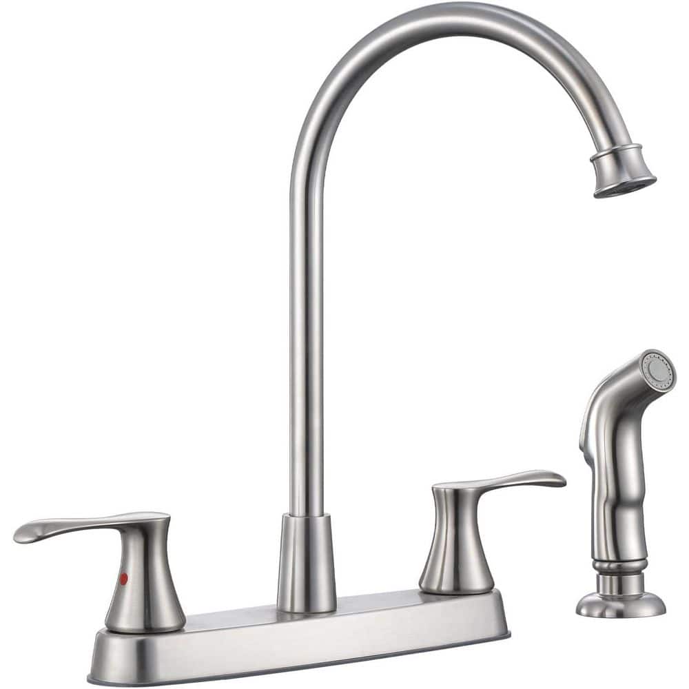 MTTCLE Double Handle Deck Mount Standard Kitchen Faucet 4 Hole Kitchen ...