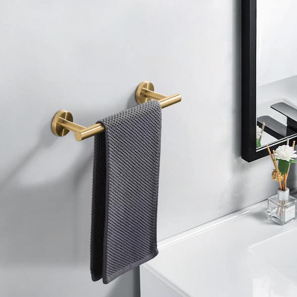 1 Pack 12 in. Stainless Steel Wall Mounted Single Towel Bar in Gold