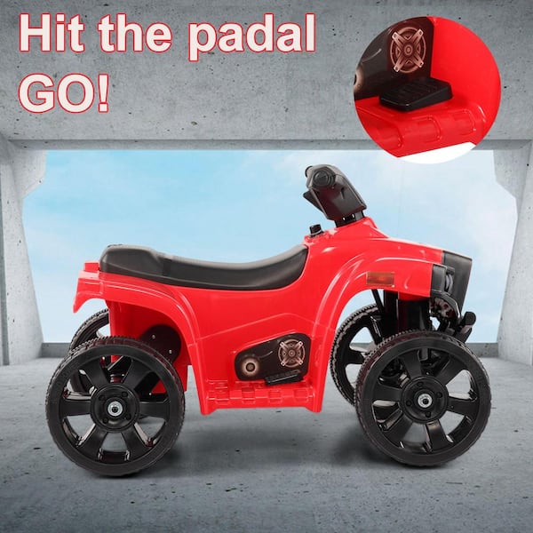 Red Electric 4 Wheeler ATV Quad Ride On Car Toy with LED Headlights,Horn TOBBI Ride on ATV Four Wheeler for Kids 3-6 Speed Indicator 