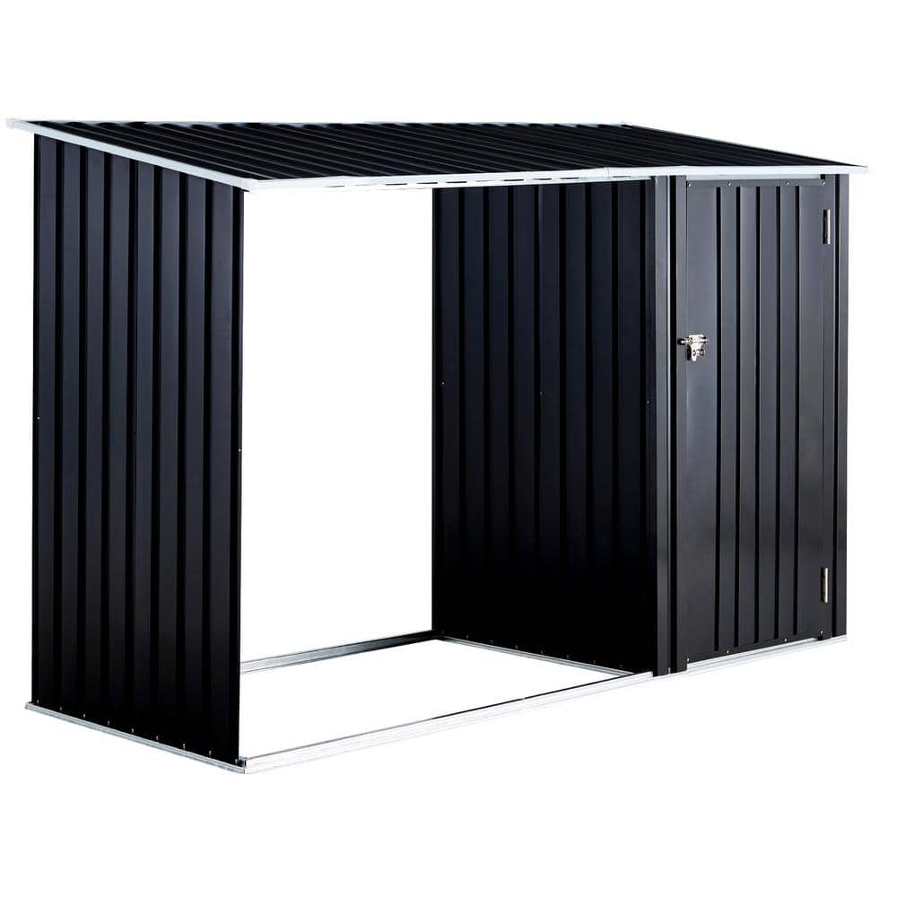 98 in. Outdoor Firewood Rack, Storage Shed with Log Holder, Firewood Shelte