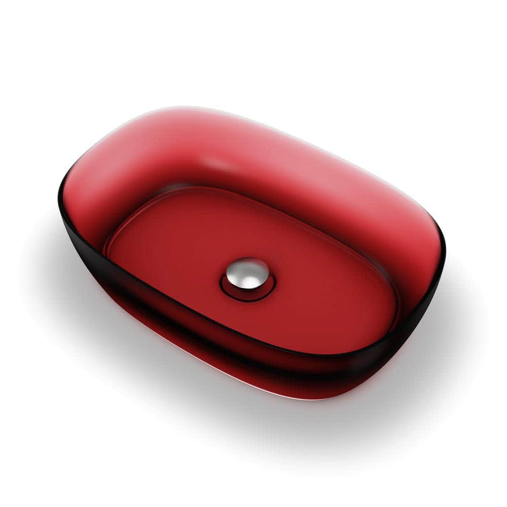 FAMYYT Translucent Modern Red Resin Rectangular Vessel Bathroom Sink XJ