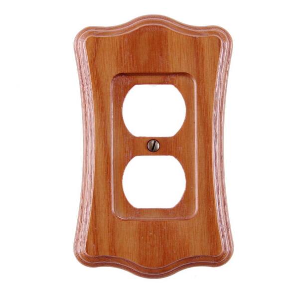 AMERELLE Austin 1-Gang Duplex Outlet Wood Wall Plate - Tavern Oak