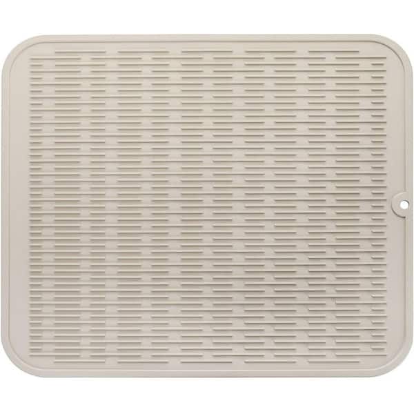 24 in. x 18 in. Beige Heat-Resistant Silicone Dish Drying Mat for Kitchen Counter, Sink, Refrigerator or Dish Rack