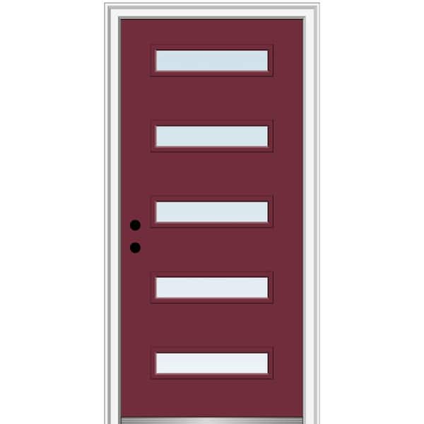 MMI Door 32 in. x 80 in. Davina Right-Hand Inswing 5 Lite Clear Painted Fiberglass Smooth Prehung Front Door on 6-9/16 in. Frame