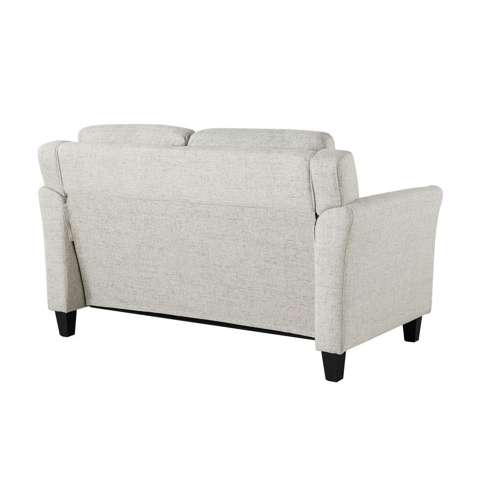 Beige Tufted Microfiber Loveseat with Flared Arms
