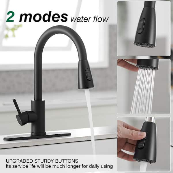 Single Handle Pull Down Sprayer Kitchen Faucet Commercial Kitchen Sink Faucets for RV, Laundry, Bar in Black