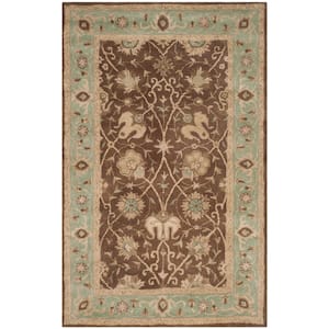 Antiquity Brown/Green 6 ft. x 9 ft. Border Speckled Area Rug