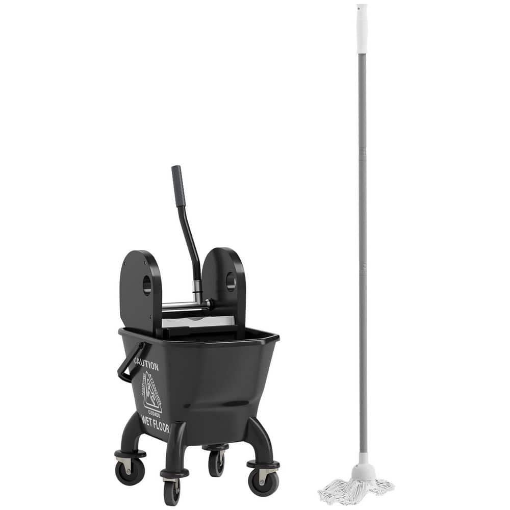 HOMCOM Mop Bucket with Wringer on Wheels for Floor Cleaning, 27.5