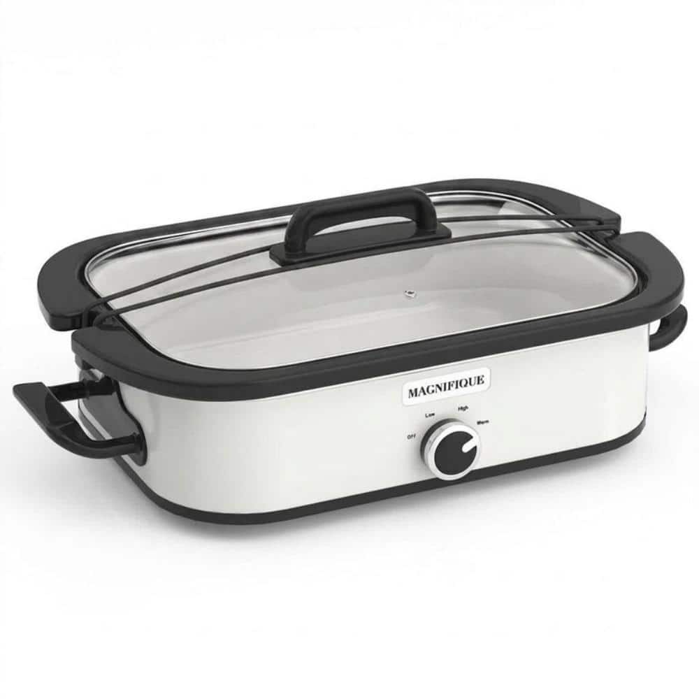 4 Quart White Rectangular Manual Slow Cooker with Classic Ceramic Pot for Daily diet, Dishwasher Safe price history on PriceWatchPro