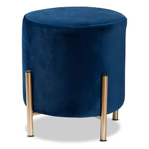 Thurman Navy Blue and Gold Ottoman