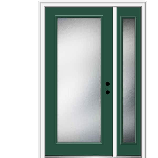 MMI Door 53 in. x 81.75 in. Micro Granite Left-Hand Inswing Full Lite Decorative Painted Fiberglass Smooth Prehung Front Door
