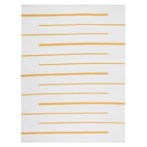 Montauk Ivory/Gold 9 ft. x 12 ft. Geometric Lines Area Rug