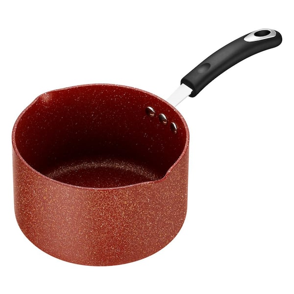 Ozeri All-In-One Stone 3.2 qt. Aluminum Ceramic Nonstick Saucepan and Cooking Pot in Red Clay
