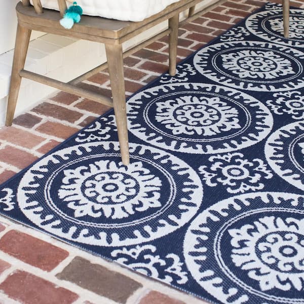 Theodora Dark Blue 8 ft. x 10 ft. Indoor/Outdoor Area Rug
