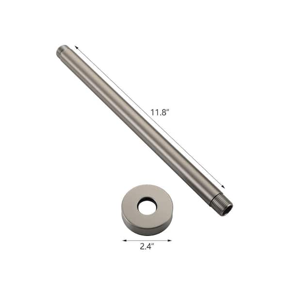 11.9 in. Stainless Steel Round Ceiling Mount Shower Arm with Flange in Brushed Nickel