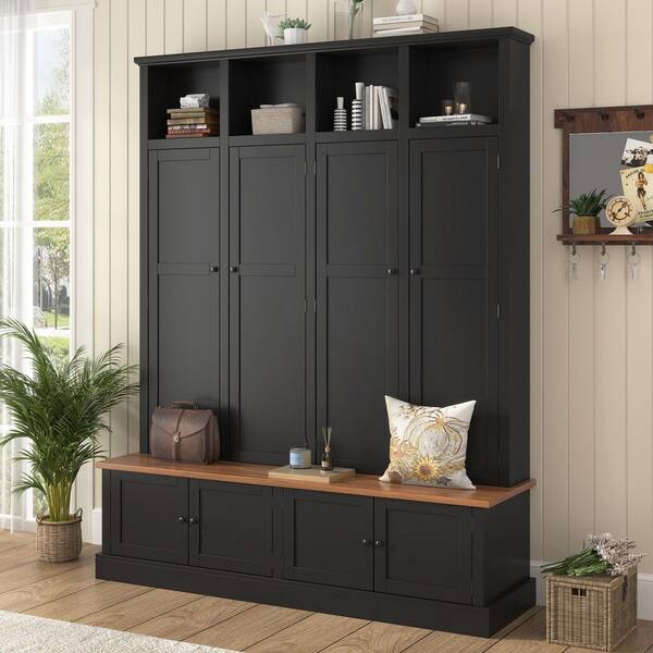 Harper & Bright Designs 59 in. W Black Farmhouse Entryway Hall