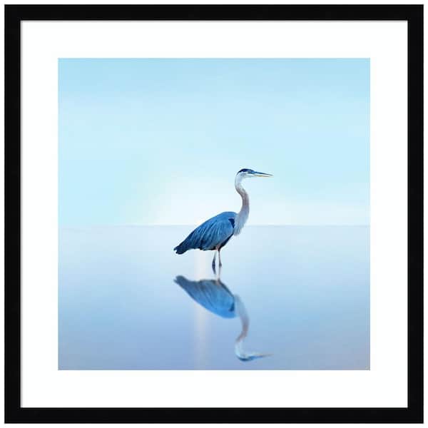 Amanti Art "Beachscape Heron II" by James McLoughlin 1 Piece Wood Framed Color Animal Photography Wall Art 21-in. x 21-in. .