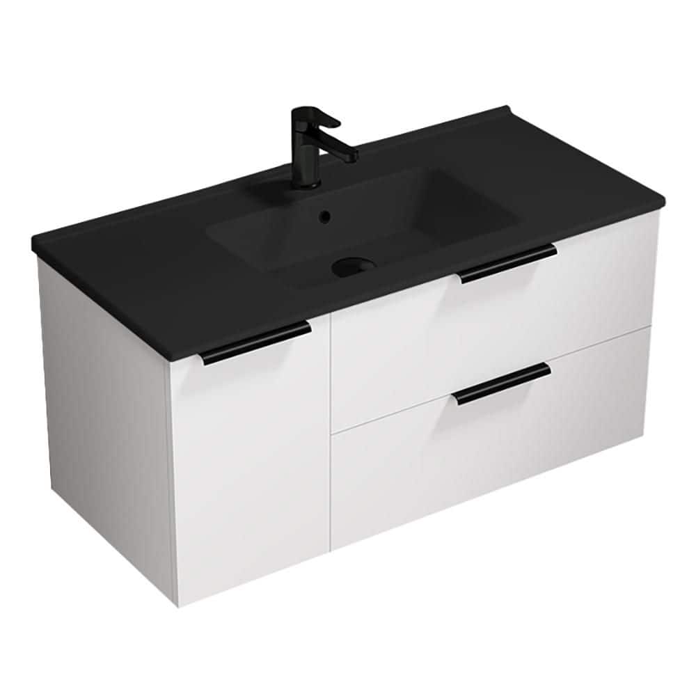 Bodrum 39.4 in. Modern Freestanding Bath Vanity in Glossy White with Matte Black Ceramic Top price history on PriceWatchPro