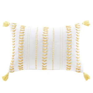 Milo Yellow Textured with Tassels 14 in. L x 20 in. W Throw Pillow