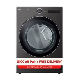 7.4 cu. ft. Vented Stackable SMART Electric Dryer in Black Steel with TurboSteam and AI Sensor Dry Technology