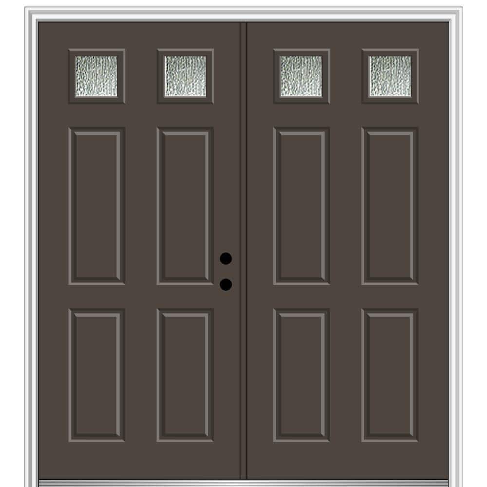 Rain Glass 72 in. x 80 in. Left-Hand Inswing Painted Brown Fiberglass Prehung Front Door on 4-9/16 in. Frame price history on PriceWatchPro