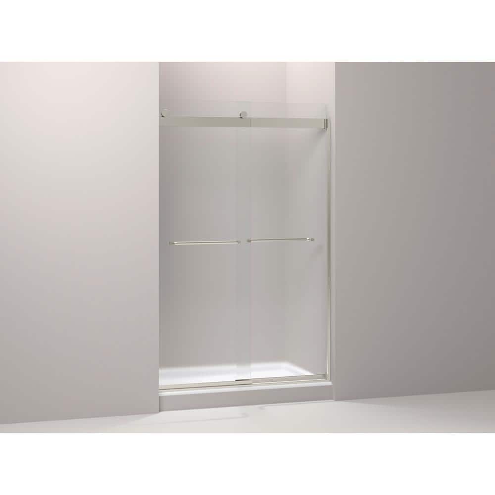 Levity Matte Nickel 74" Semi-Frameless Sliding Shower Door with Frosted Glass