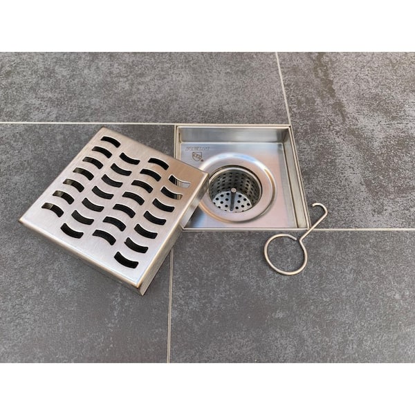 eModernDecor Shower Square Drain 4 in. Brushed 304 Stainless Steel Square  Pattern Grate - Plus Reversible Tile Insert and Flat Grate ASD-4-SQ - The  Home Depot