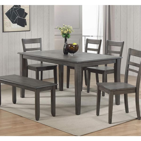 AndMakers Shades of Gray 60 in. Rectangle Weathered Grey Wood Dining Table (Seats 6)