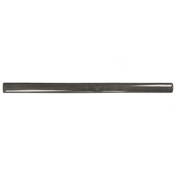 Coco Demi-Bullnose Glossy Black Hat 1/2 in. x 7-7/8 in. Glossy Ceramic Wall Tile Trim