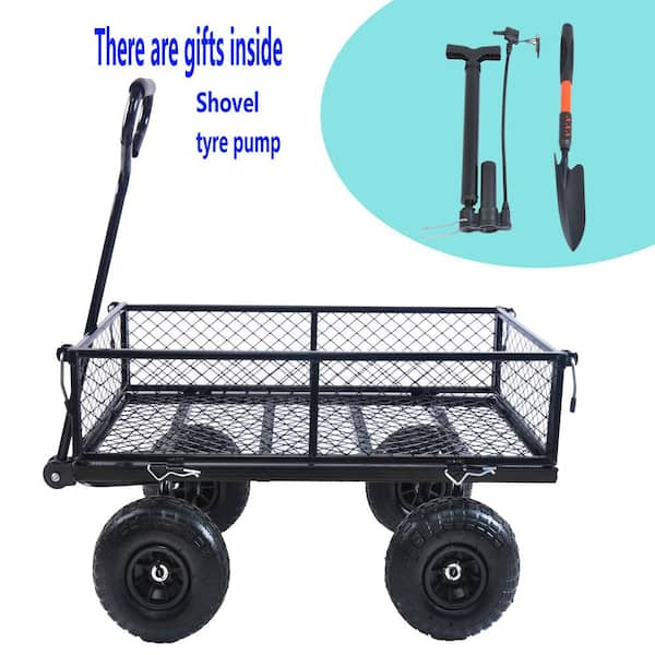 Glitzhome 21 Gallon Garden Yard Cart with Detachable Leaf Bag, Set