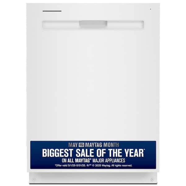 Maytag 24 in. White Top Control Built-in Tall Tub Dishwasher with Dual Power Filtration, 47 dBA